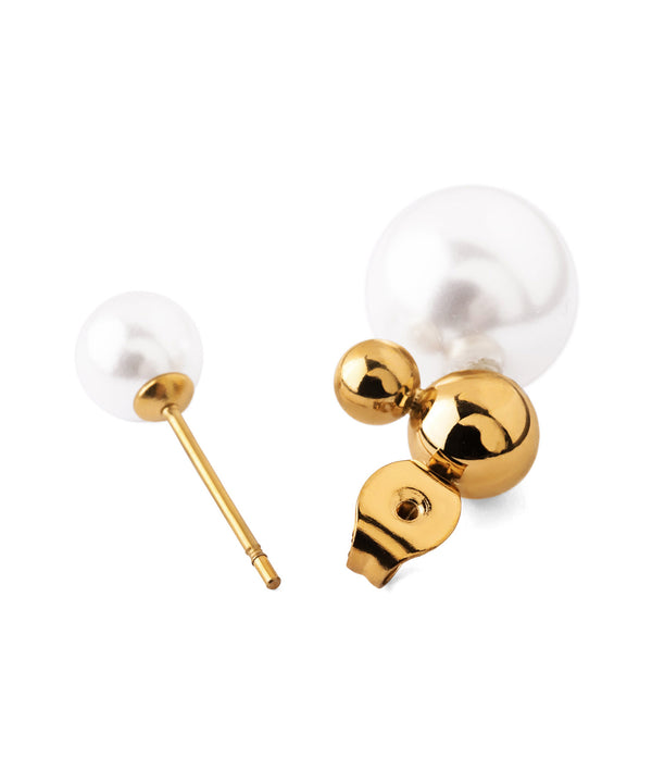 【ステンレス】パール×スフィアバックキャッチピアス