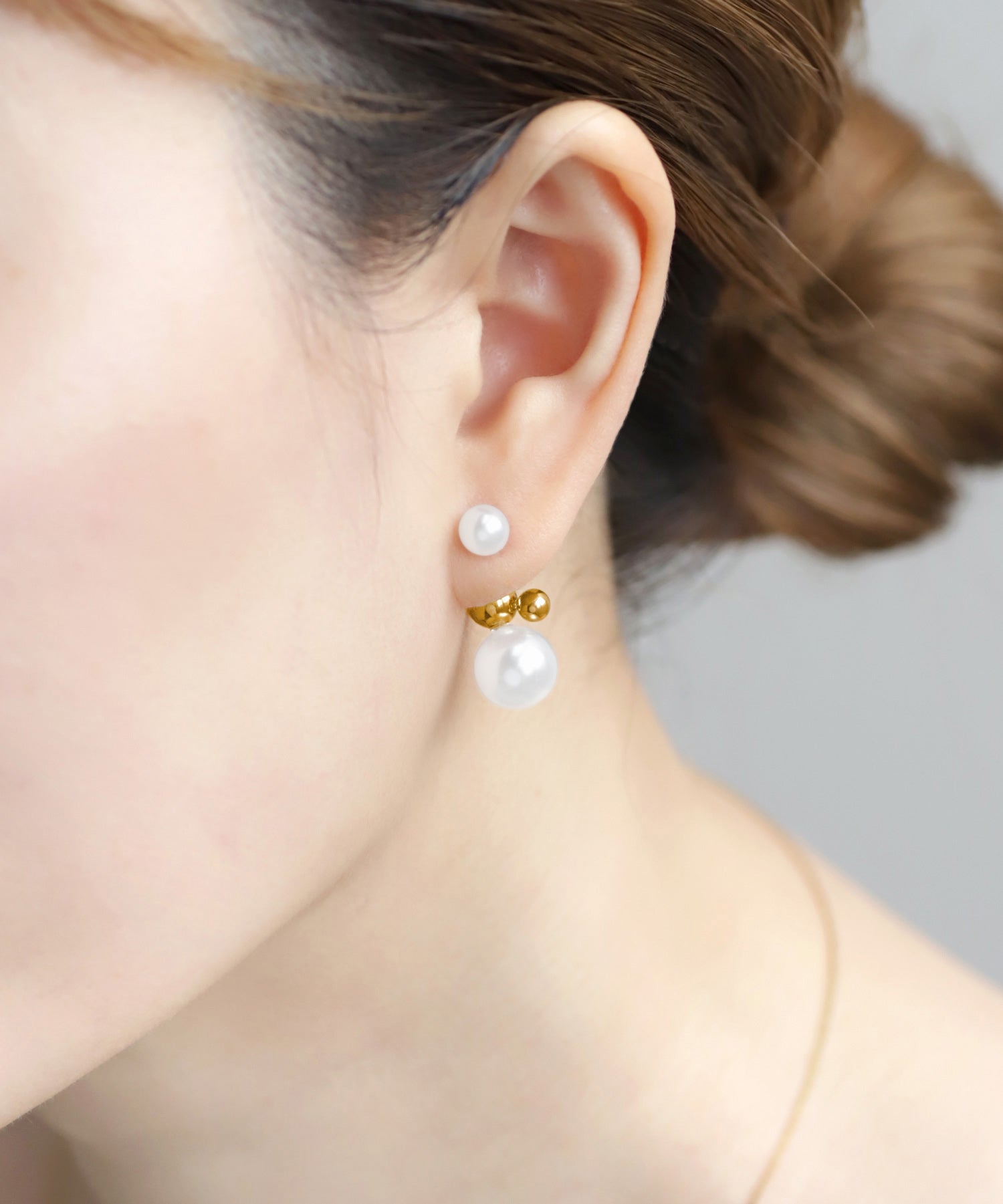ANEMONE】【ステンレス】パール×スフィアバックキャッチピアス
