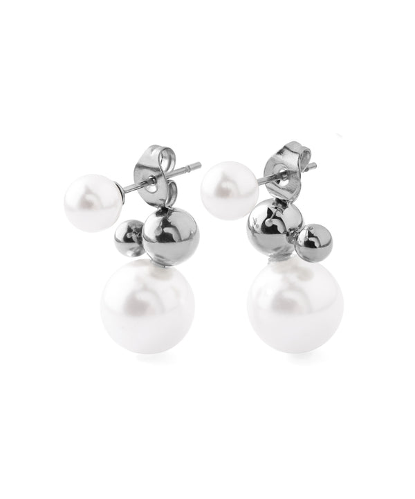 【ステンレス】パール×スフィアバックキャッチピアス