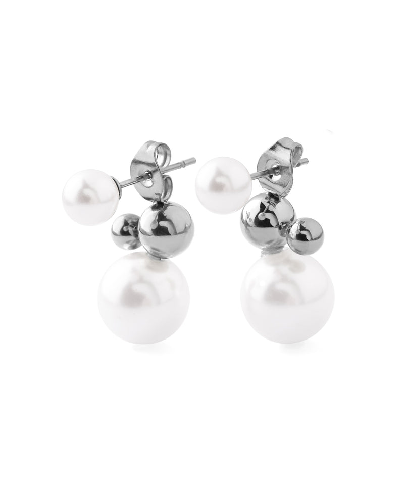 【ステンレス】パール×スフィアバックキャッチピアス