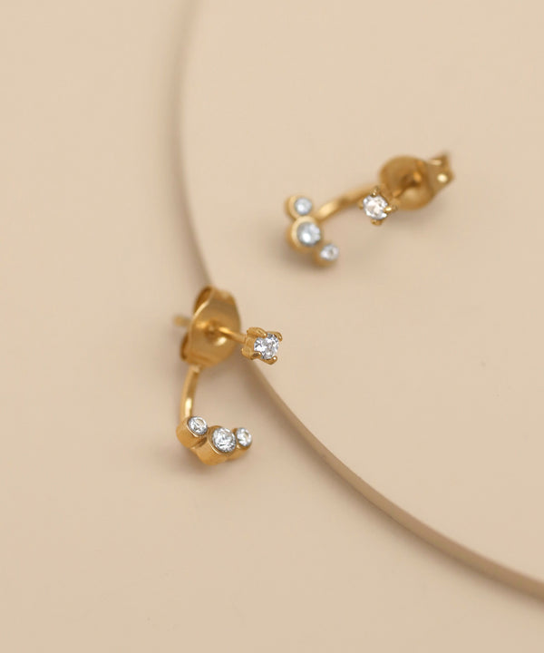 【ステンレス】ビジューバックキャッチピアス