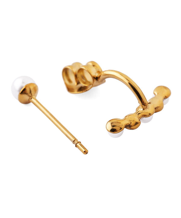 【ステンレス】パール×ビジューバックキャッチピアス