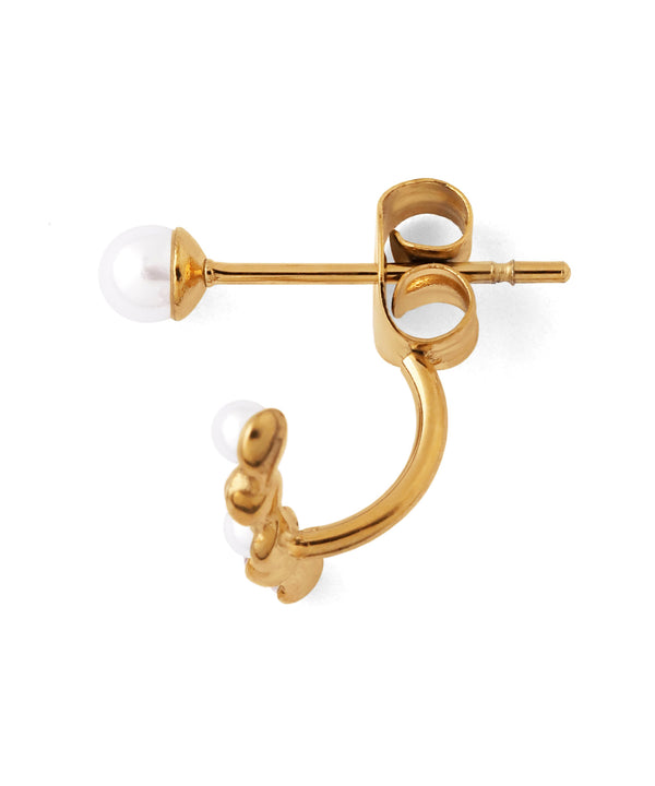 【ステンレス】パール×ビジューバックキャッチピアス