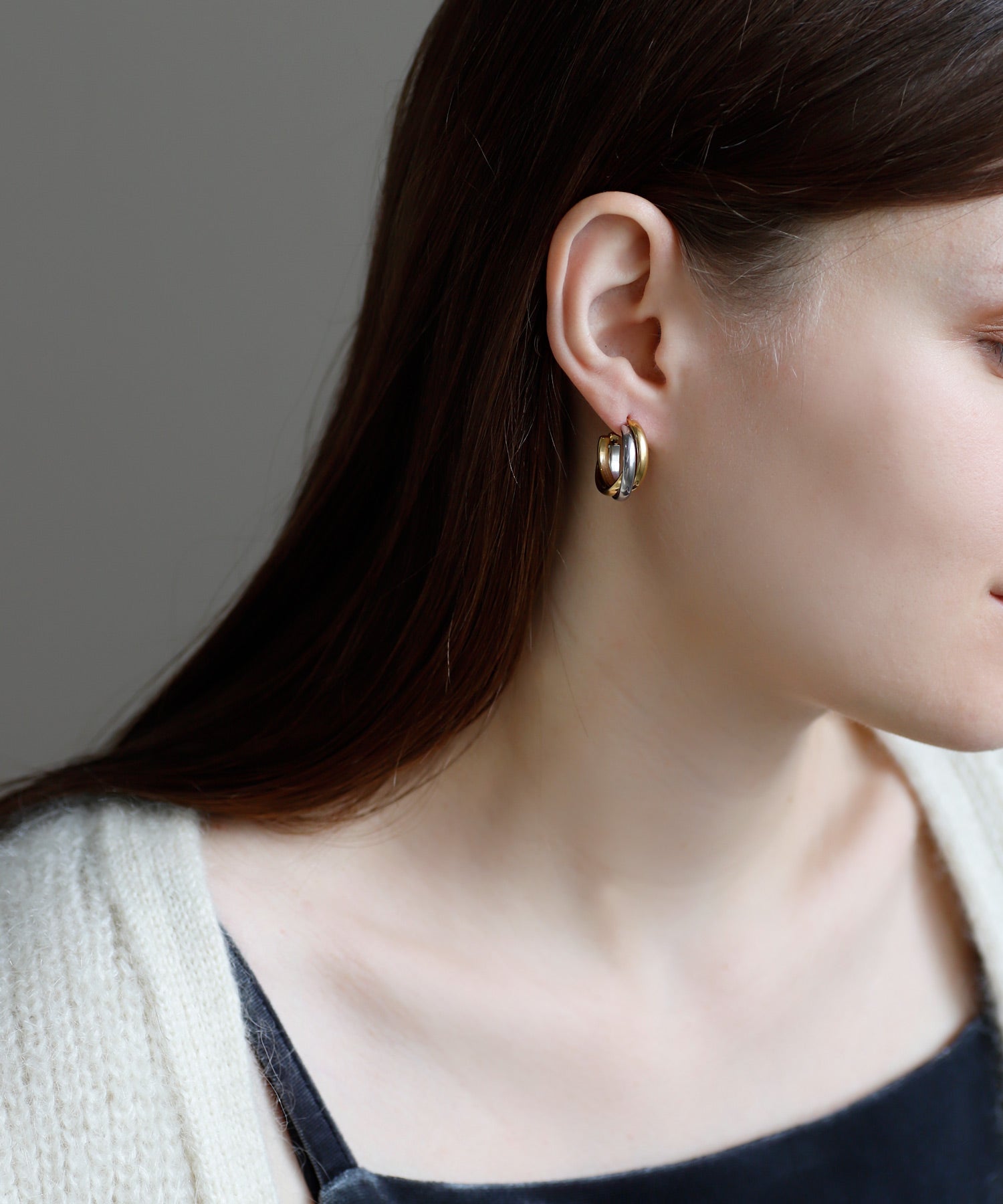 mimi33】【ステンレスIP】コンビカラーフープピアス[Ownideal