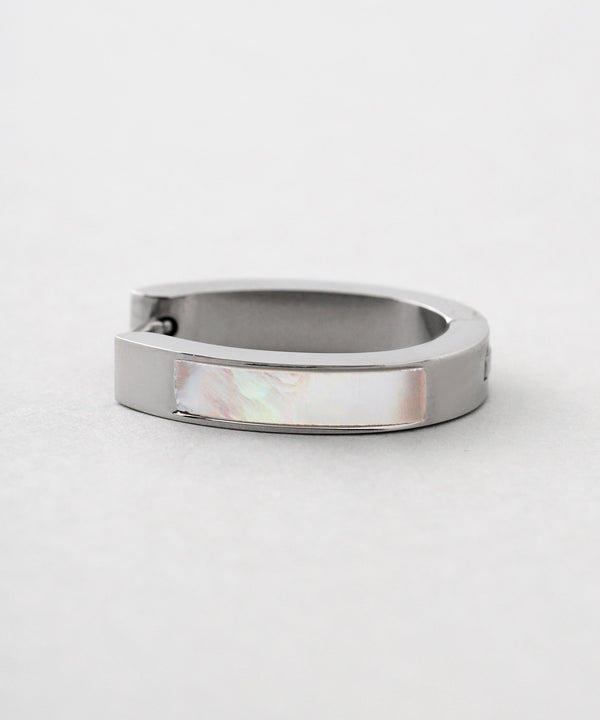 シェル×オーバルラインフープピアス[ステンレス][Ownideal]
