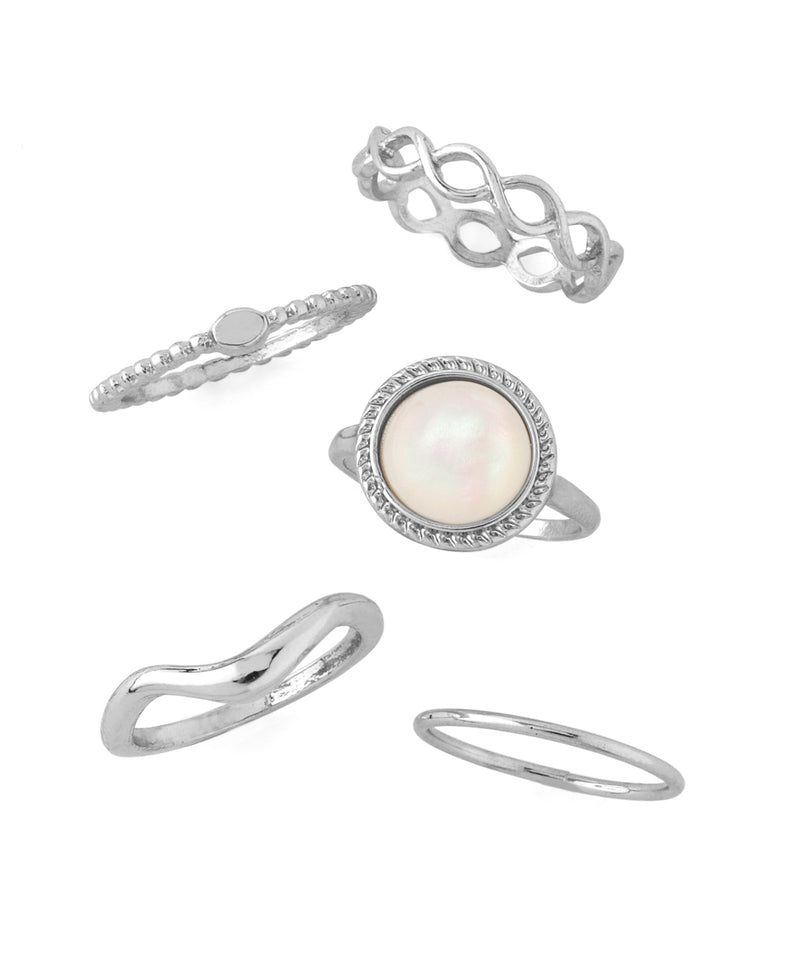 【SANPO ONLINE限定】ラウンドストーン×メタルリング[5本セット]