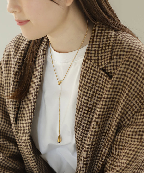 [Online Exclusive] [Stainless Steel] Drop Y-shaped Necklace