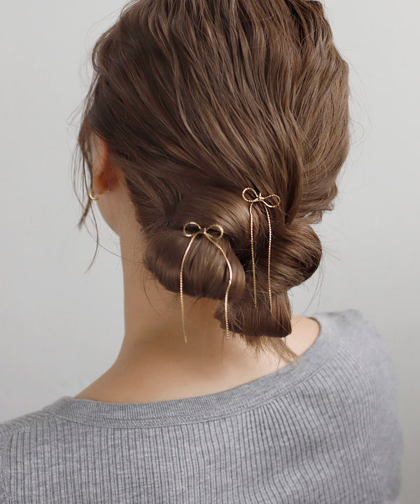 [Online Exclusive] Chain Ribbon Ponytail Hooks [Set of 2]