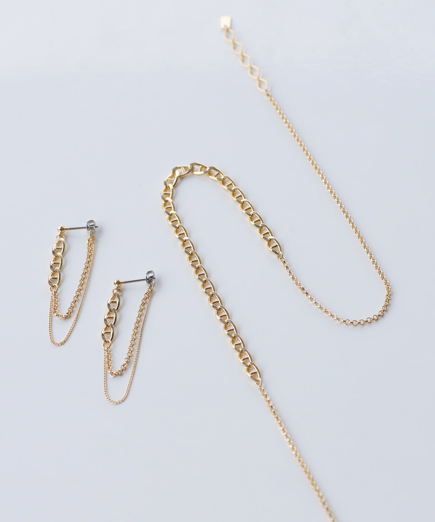 mimi33】【SANPO ONLINE限定】チェーンピアス&ネックレスセット