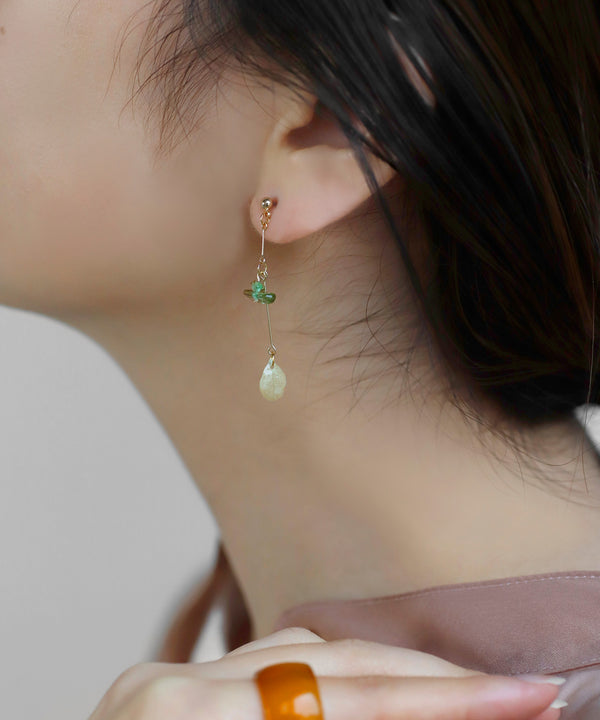 【SANPO ONLINE限定】あじさい×天然石ピアス[C]