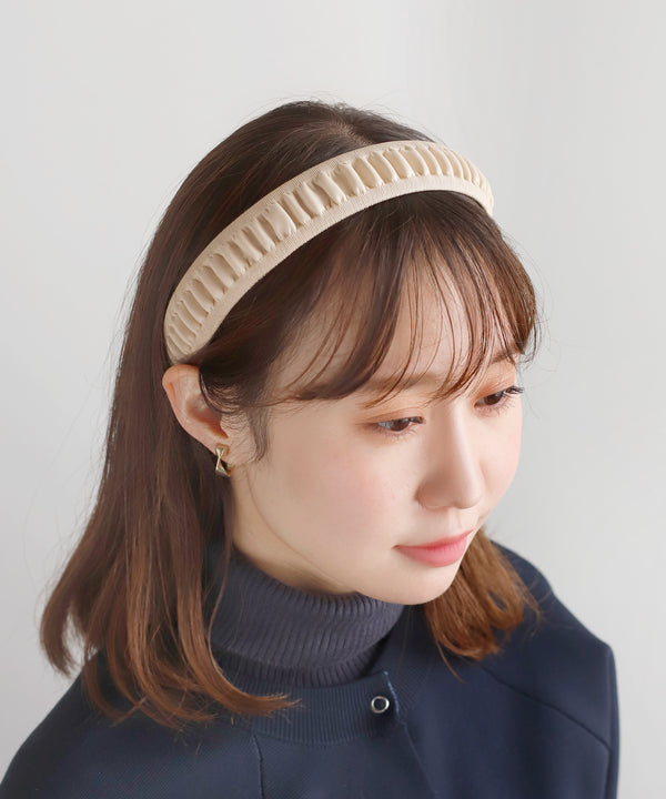 レザー調ギャザーワイドカチューシャ