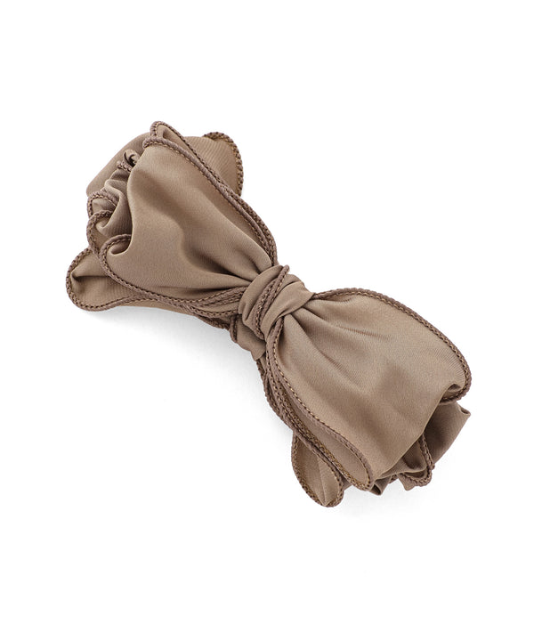 大人可愛いリボン半月アーチバナナクリップ☆レース刺繍リボン×ミンクファー 大人可愛いリボン半月アーチバナナクリップ☆レース刺繍リボン×ミンク