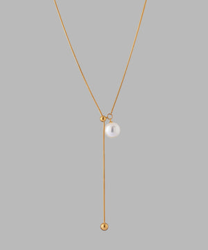 【ステンレス】パール×スネークチェーンY字ネックレス