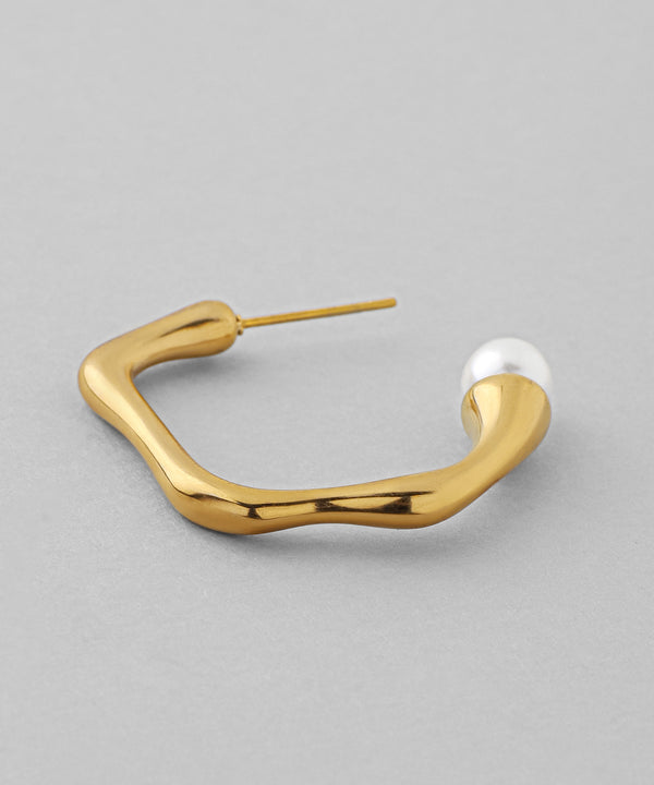 【ステンレス】パールポイントメタルフープピアス