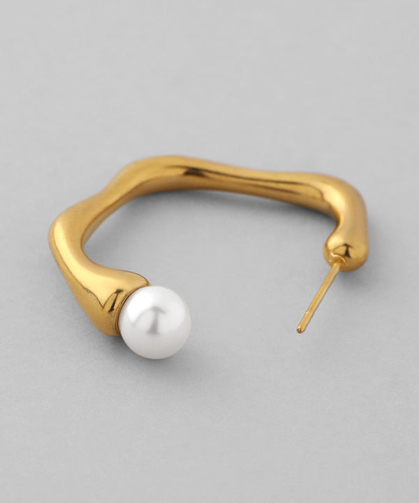 【ステンレス】パールポイントメタルフープピアス
