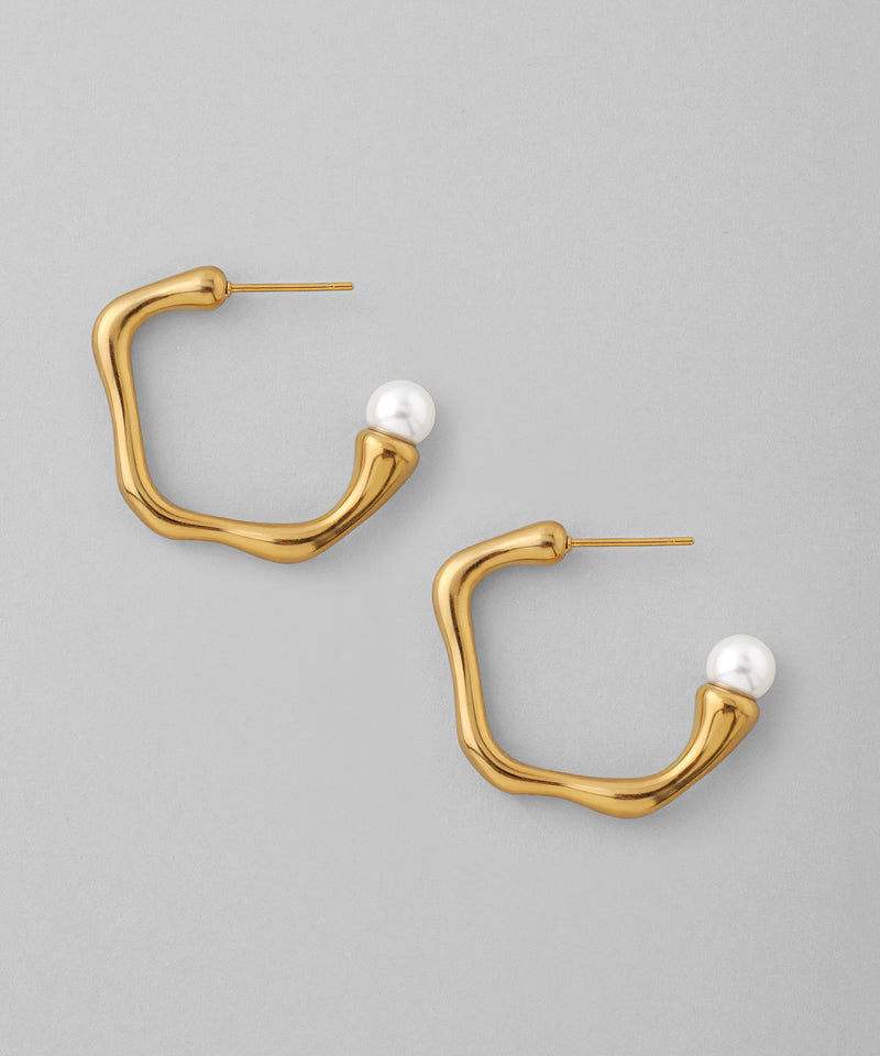 【ステンレス】パールポイントメタルフープピアス