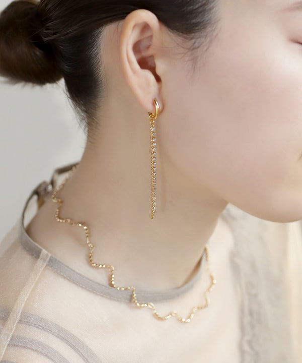 ビジュー×ボールチェーン2WAYフープピアス