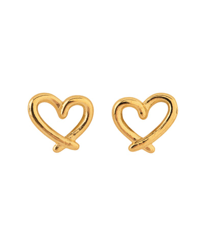 [Stainless Steel] Heart Line Earrings