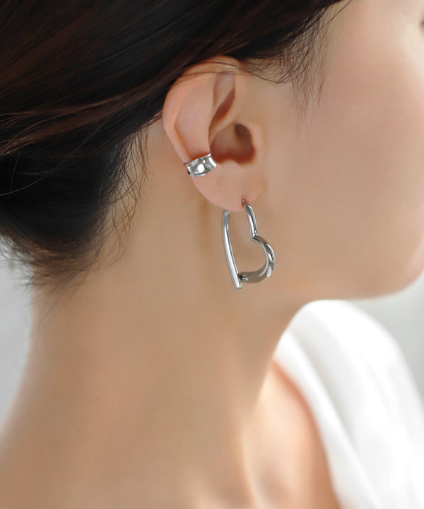 【ステンレス】ハートラインバックキャッチピアス