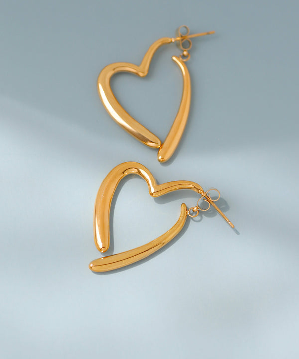 【ステンレス】ハートラインバックキャッチピアス