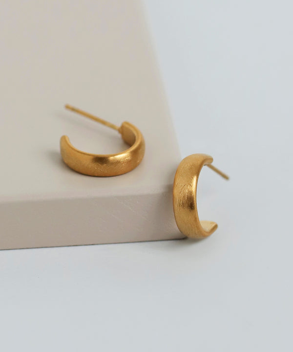 [Stainless Steel] Textured Metal Hoop Earrings