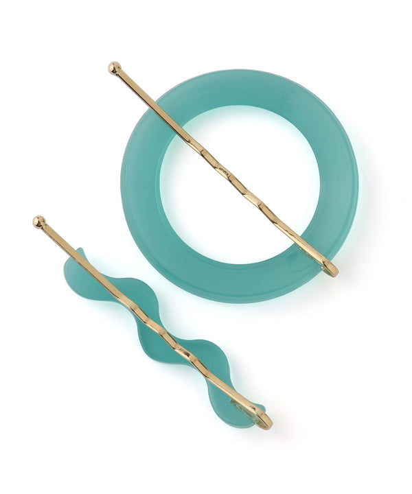 サークル×ウェーブラインのヘアピン[2本セット]