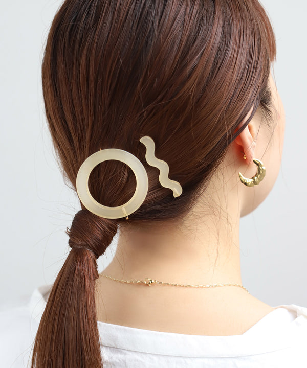 サークル×ウェーブラインのヘアピン[2本セット]