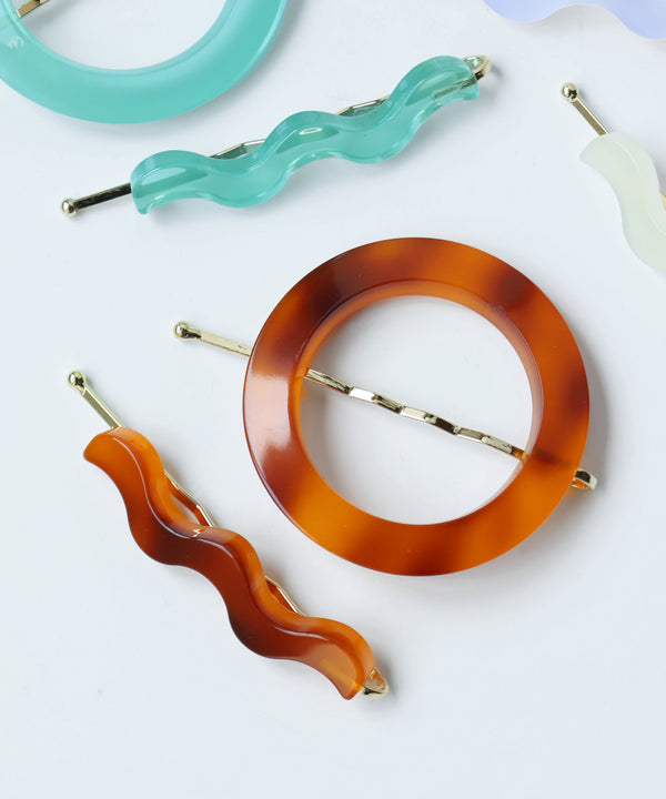 サークル×ウェーブラインのヘアピン[2本セット]