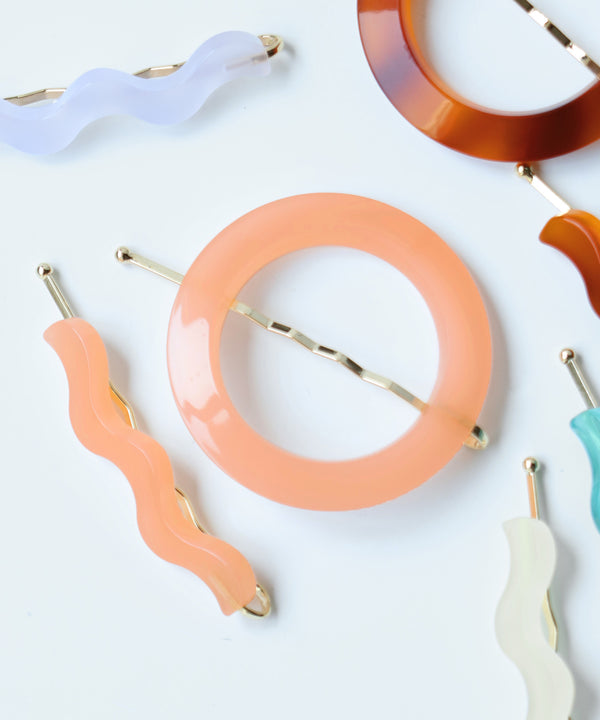 サークル×ウェーブラインのヘアピン[2本セット]