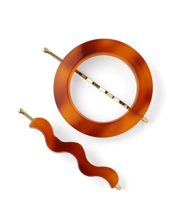 サークル×ウェーブラインのヘアピン[2本セット]