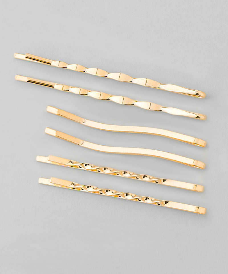 Metal design hairpins (set of 6)