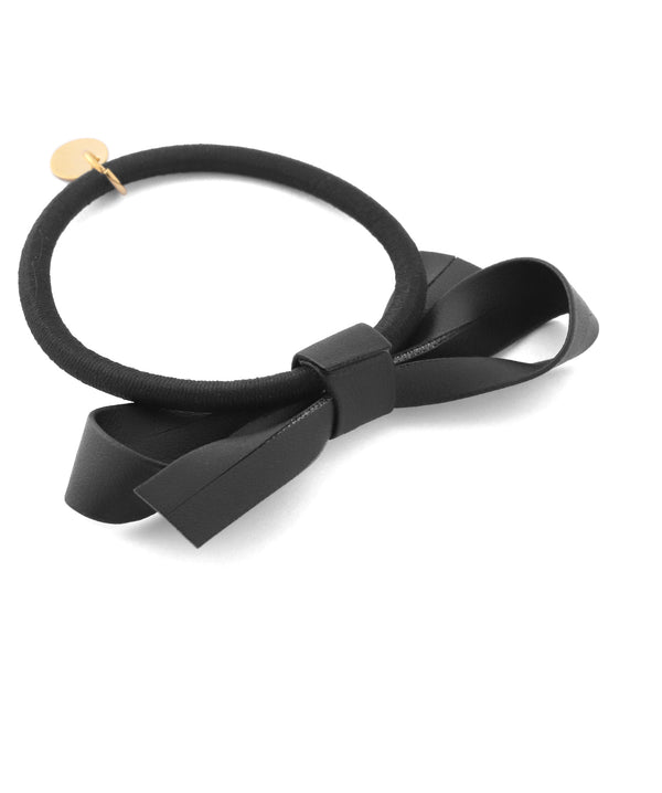 Leather-like ribbon hair tie