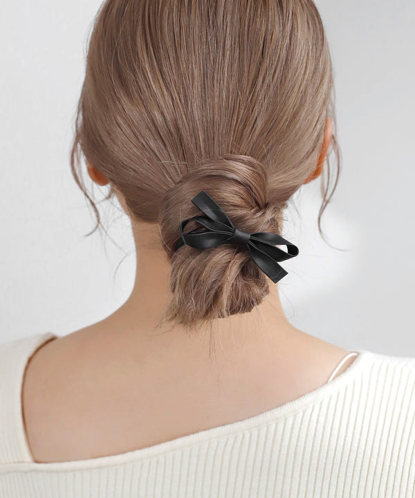Leather-like ribbon hair tie