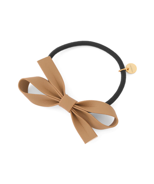 Leather-like ribbon hair tie