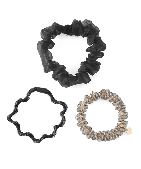 Organza Scrunchie x Beaded Hair Tie [Set of 3]