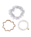 Organza Scrunchie x Beaded Hair Tie [Set of 3]