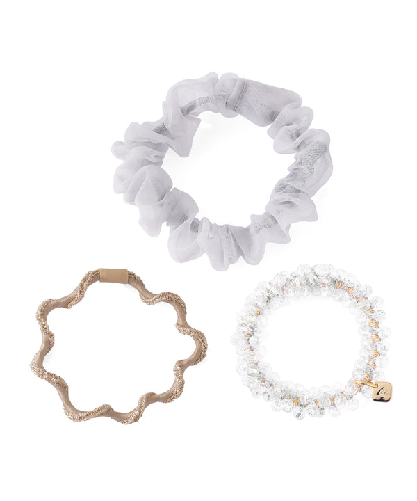 Organza Scrunchie x Beaded Hair Tie [Set of 3]
