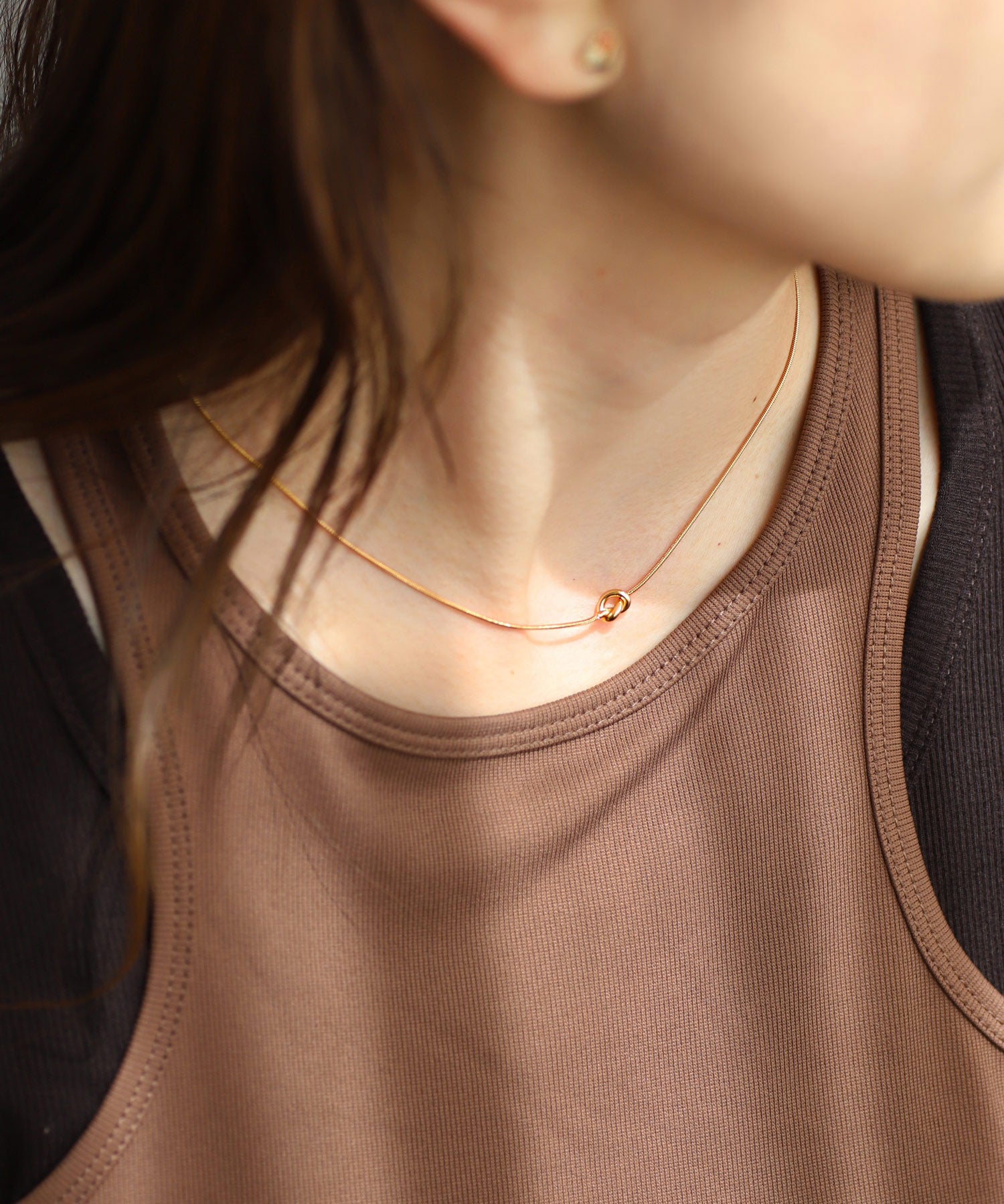 mimi33】ノットモチーフネックレス[ステンレス][Sheerchic]｜アネモネ