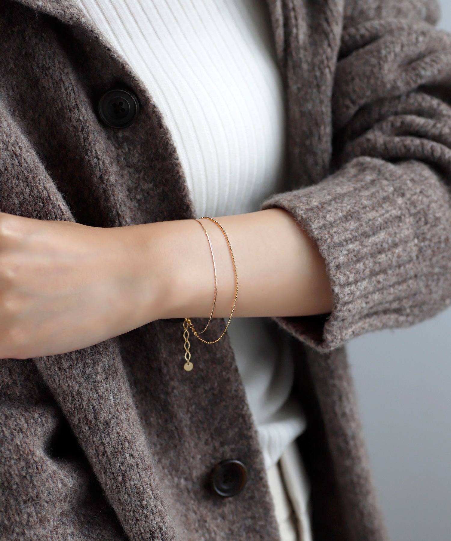 ANEMONE】2連チェーンブレスレット｜アネモネ・シエナロゼ・ミミサン