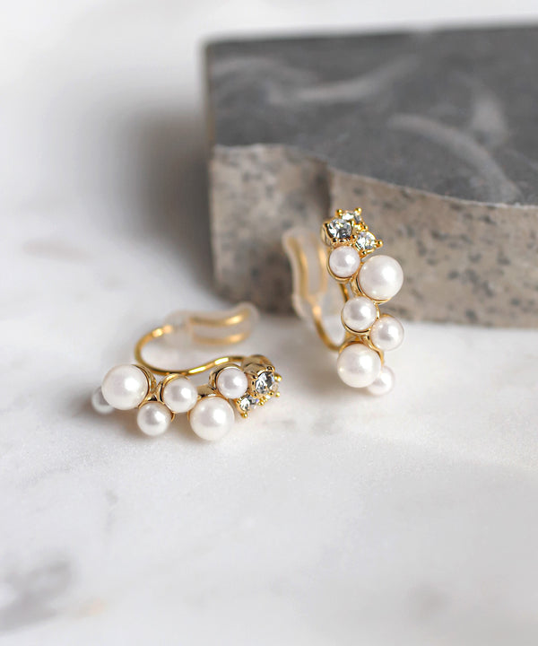 パール×ビジューイヤリング