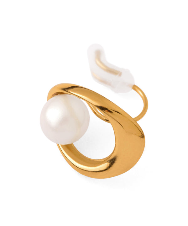 [Stainless Steel] Pearl x Drop Line Earrings