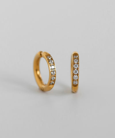 Bijou and Metal Hoop Earrings [Stainless Steel][Basic]