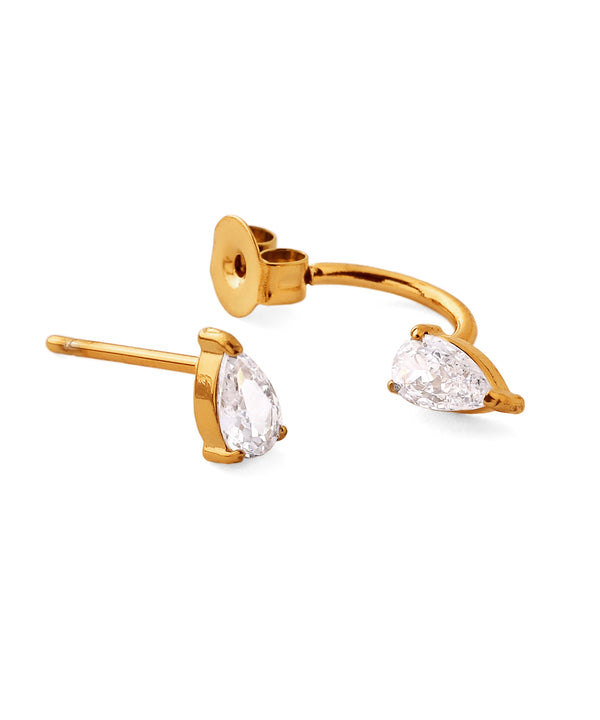 【ステンレス】ドロップビジューバックキャッチピアス