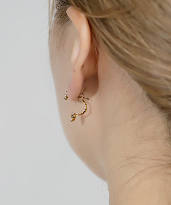 【ステンレス】ドロップビジューバックキャッチピアス