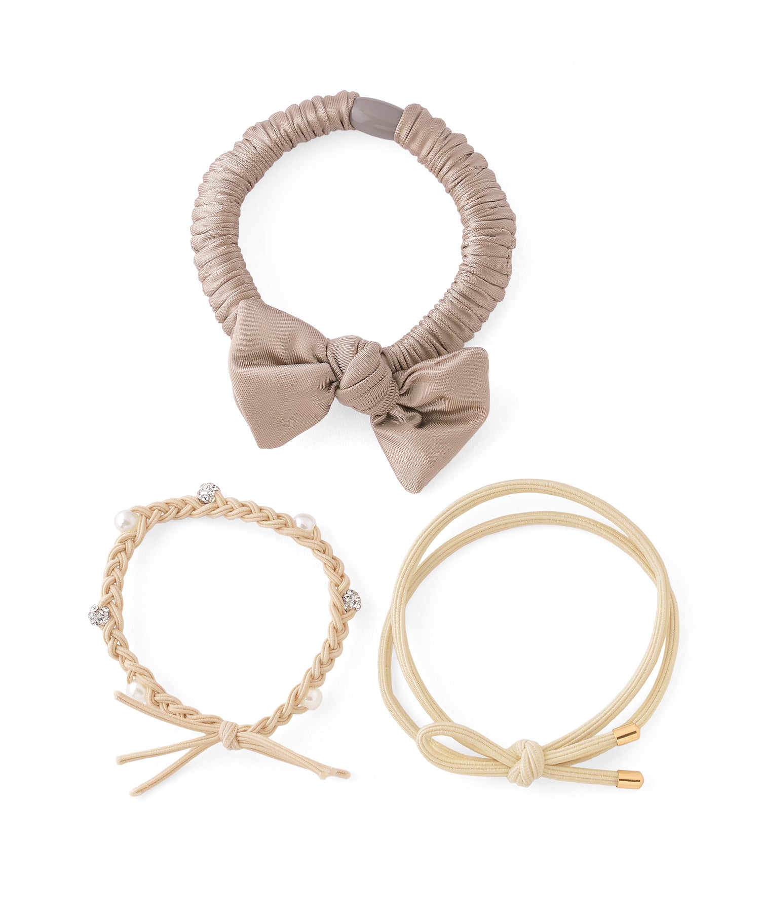 再販35）ナチュラルリボン♡ヘアゴム ANEMONE】サテンリボンヘアゴム[3本セット]｜アネモネ・シエナロゼ