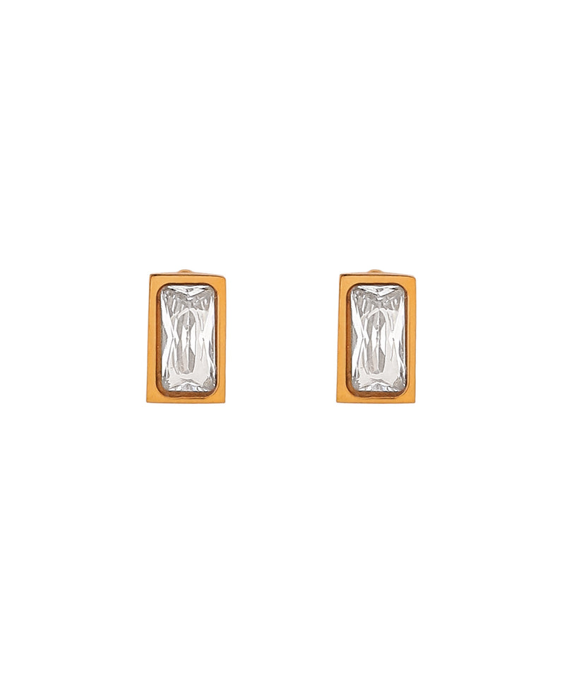 【ステンレス】スクエアビジューピアス