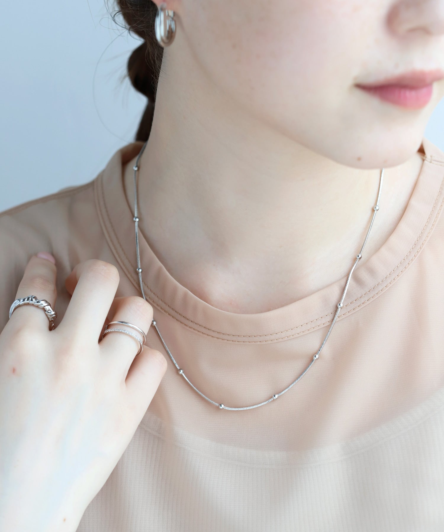 ANEMONE】シルバースフィアチェーンネックレス[2本セット]｜SANPO