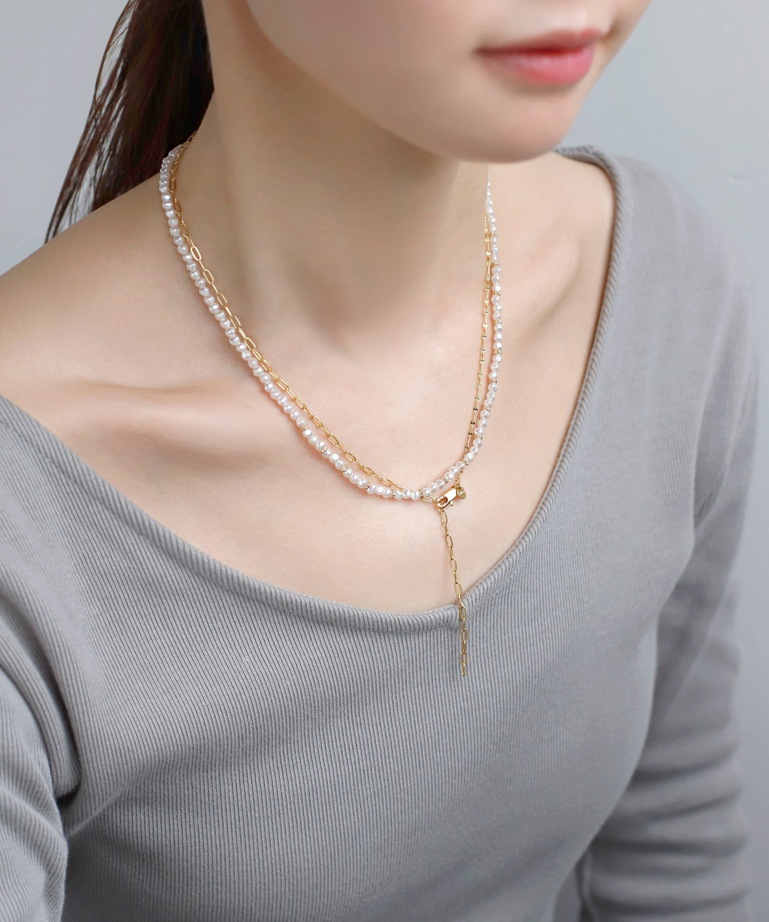 ANEMONE】コンビチェーンY字ネックレス｜アネモネ・シエナロゼ