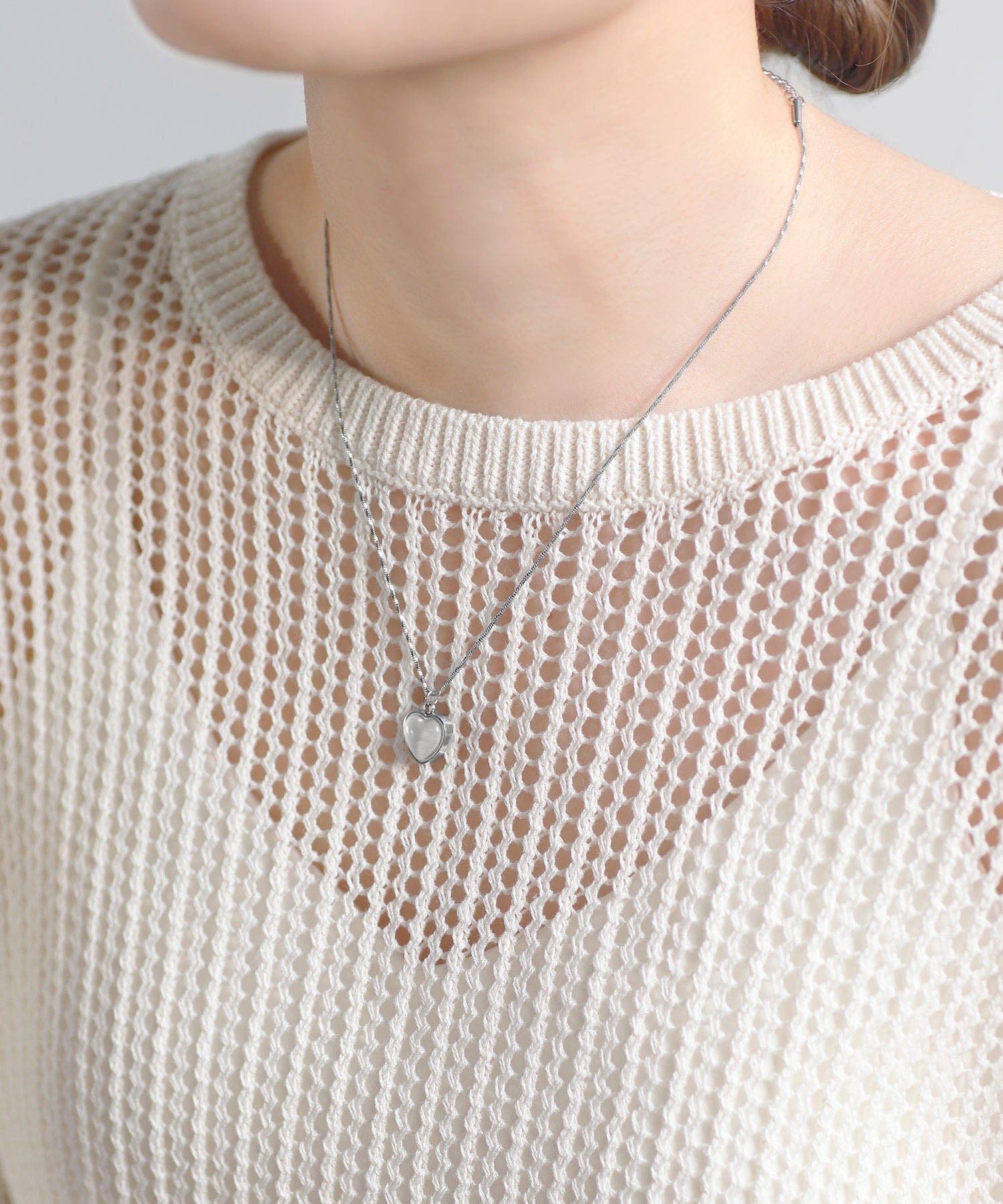 ANEMONE】【ステンレス】ハートストーンネックレス｜アネモネ