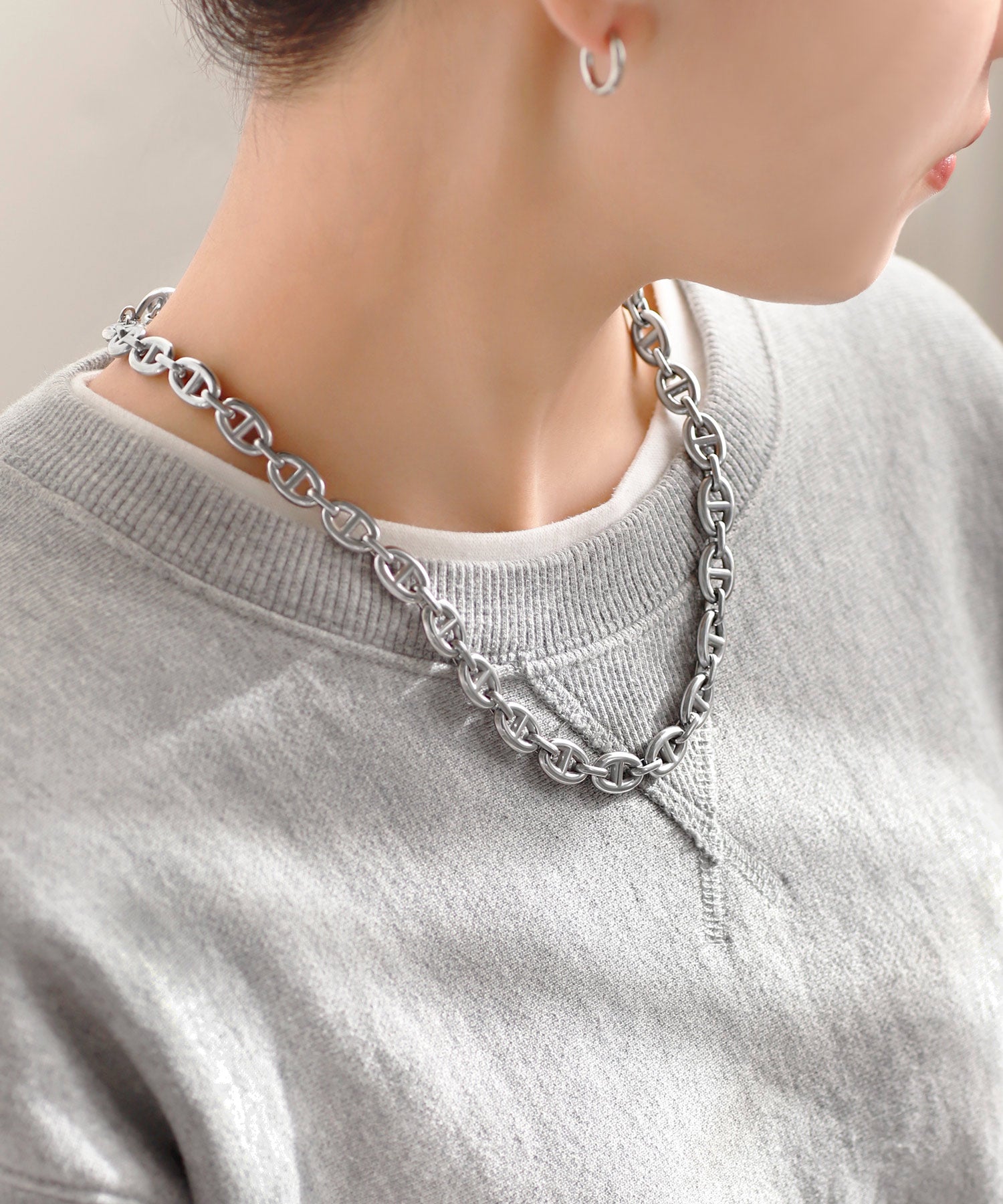 ANEMONE】【ステンレス】アンカーチェーンロングマンテルネックレス